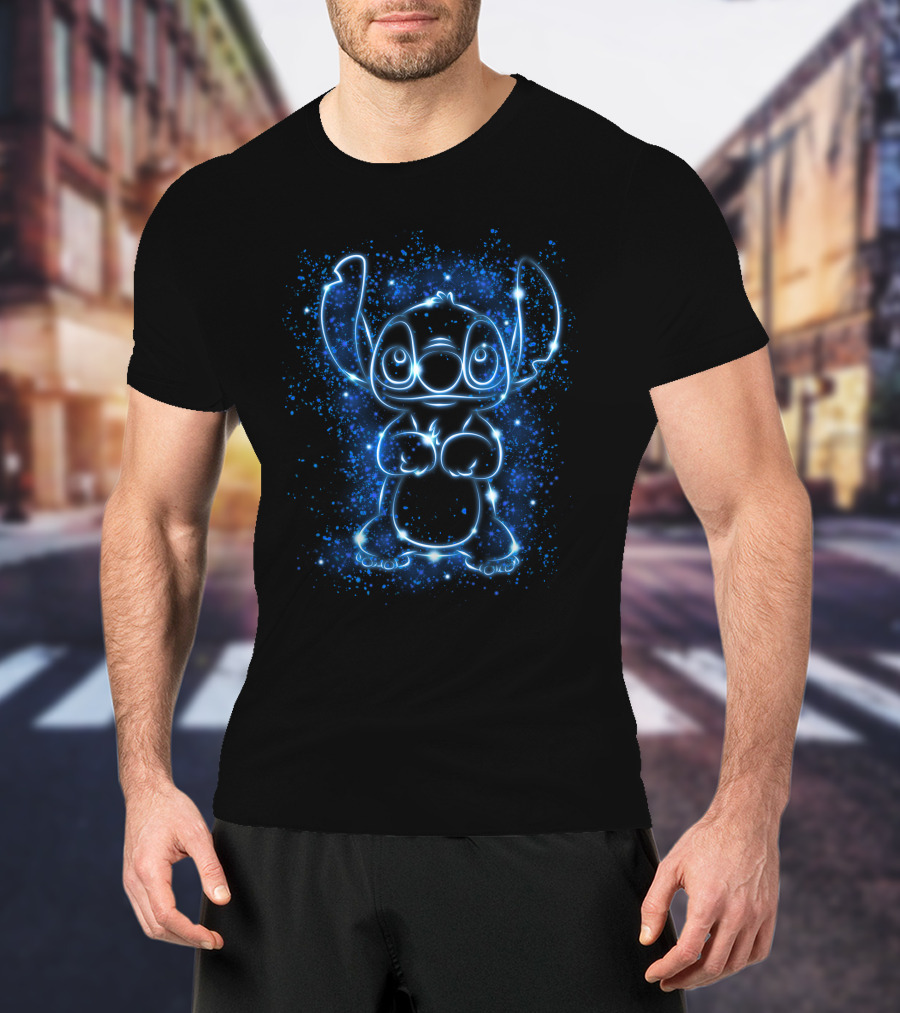 Stitch Neon Light Galaxy Glow T-Shirt
