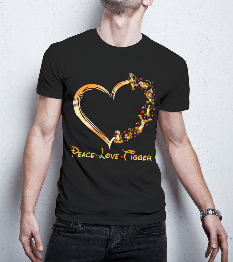 Peace Love Tigger Heart With Tigger And Hearts T-Shirt
