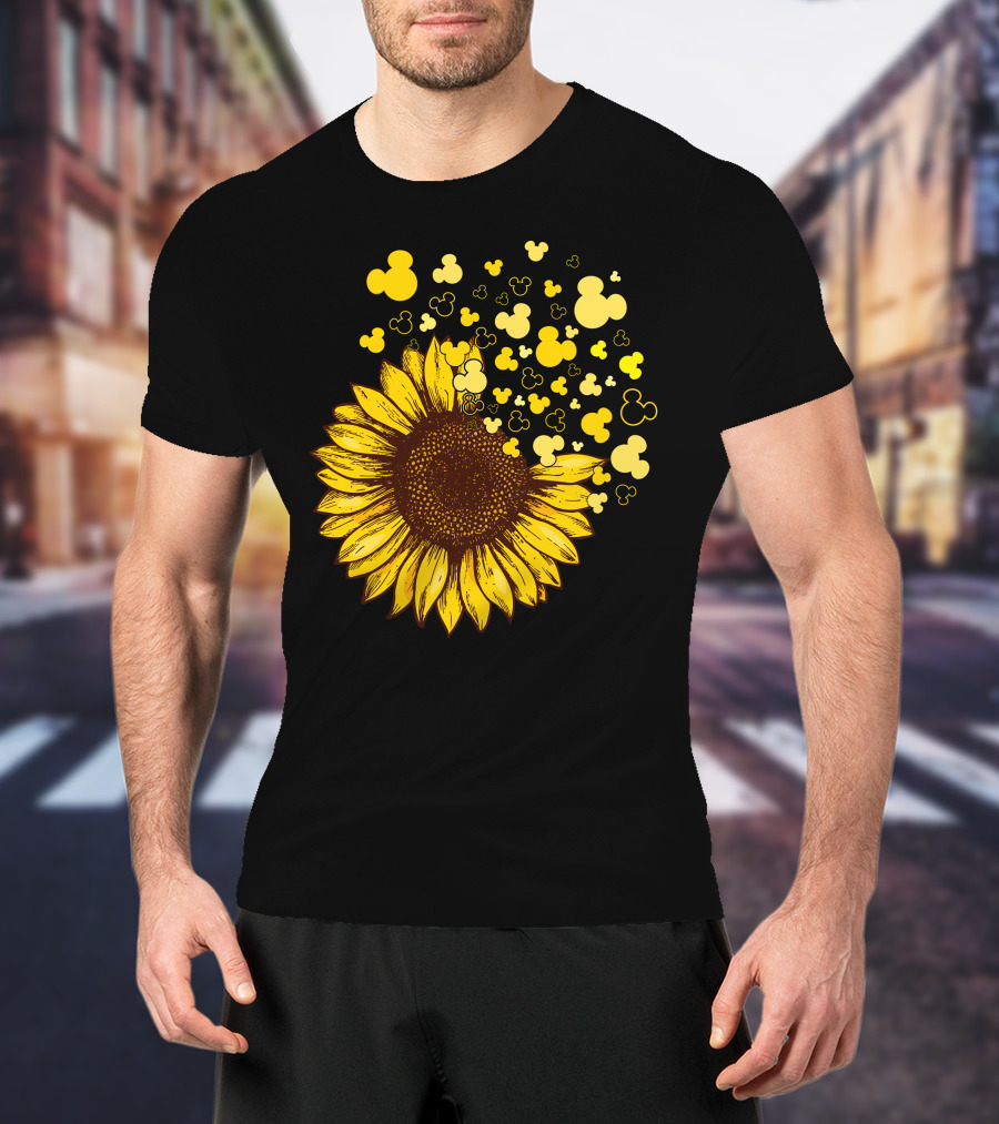 Sunflower With Mickey Mouse Icon Yellow Accents T-Shirt