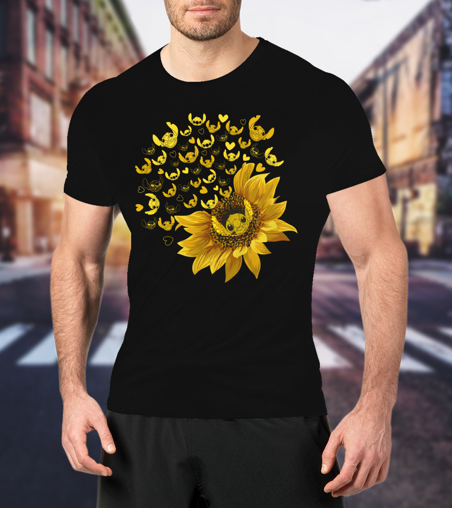 Stitch Sunflower Hearts And Smiles Burst T-Shirt