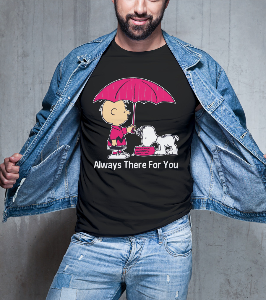 Always There For You Charlie Brown Snoopy Under Umbrella T-Shirt