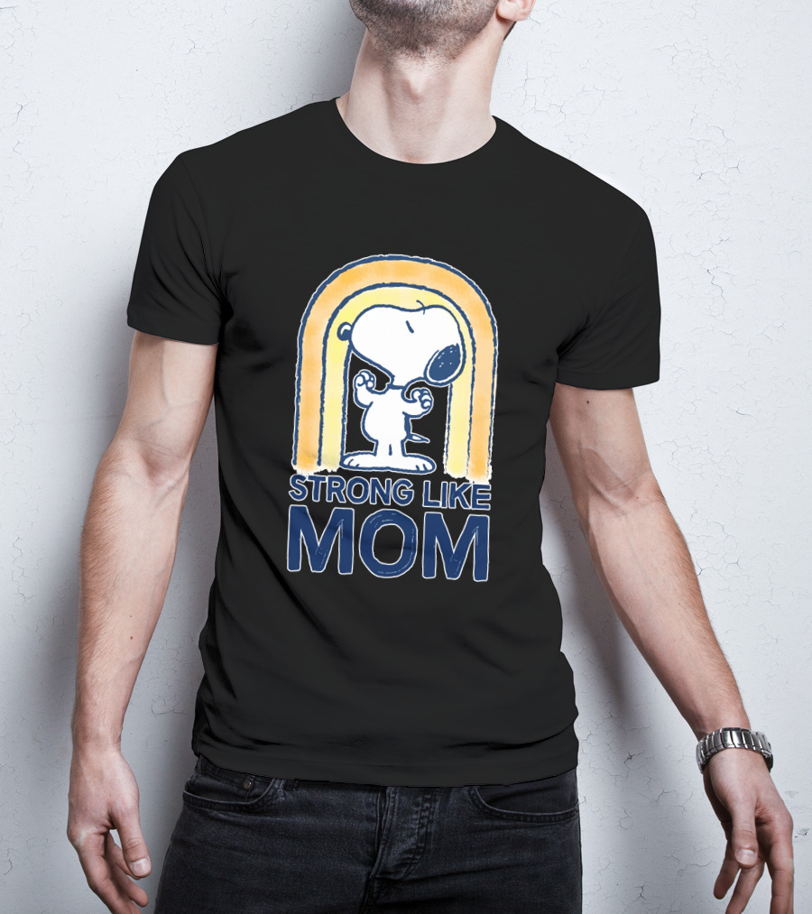 Snoopy Strong Like Mom Retro Rainbow Celebrating Motherhood T-Shirt