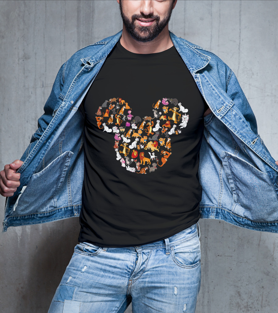Disney Cats And Lions In Mickey Shape T-Shirt
