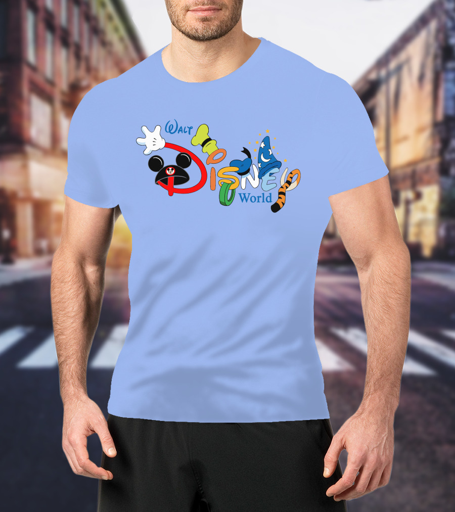 Walt Disney World Mickey Goofy Sorcerer Tigger Stylized Text T-Shirt