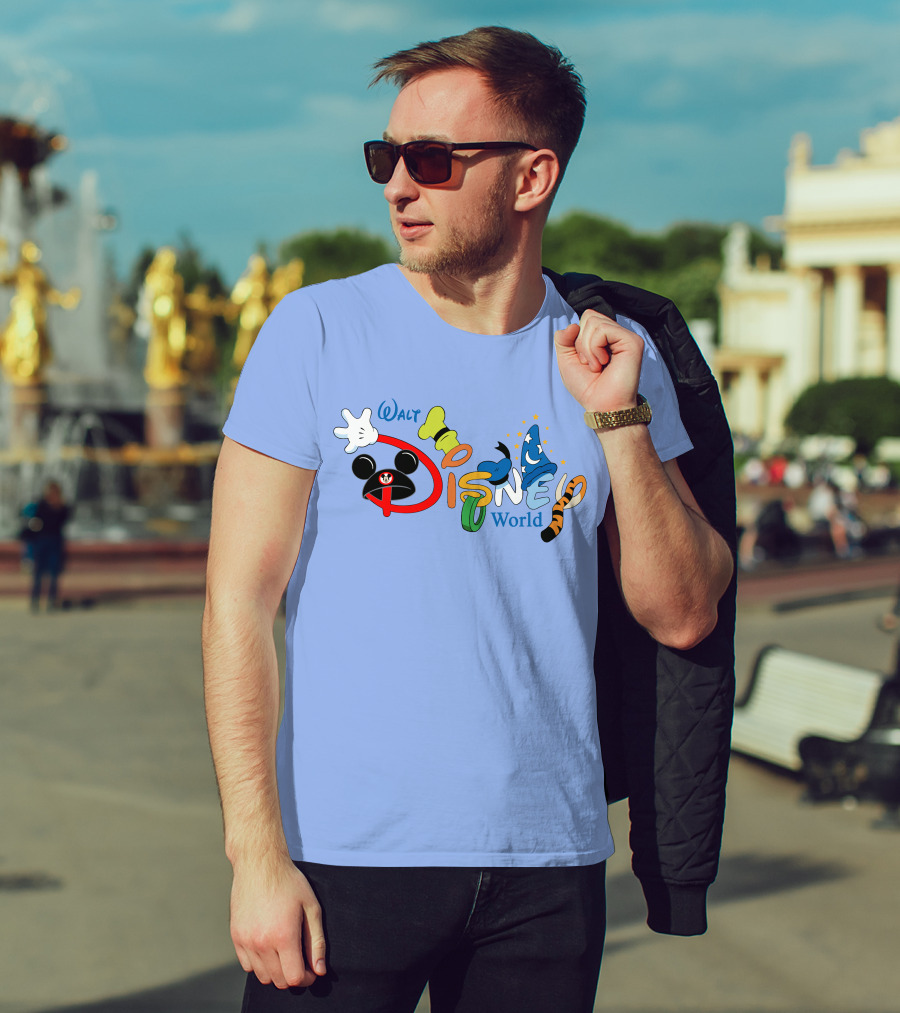 Walt Disney World Mickey Goofy Sorcerer Tigger Stylized Text T-Shirt