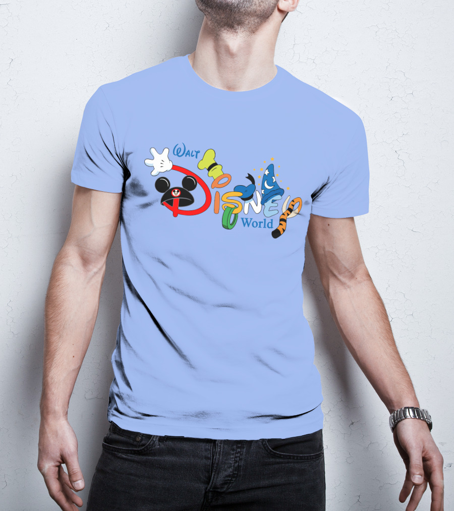 Walt Disney World Mickey Goofy Sorcerer Tigger Stylized Text T-Shirt