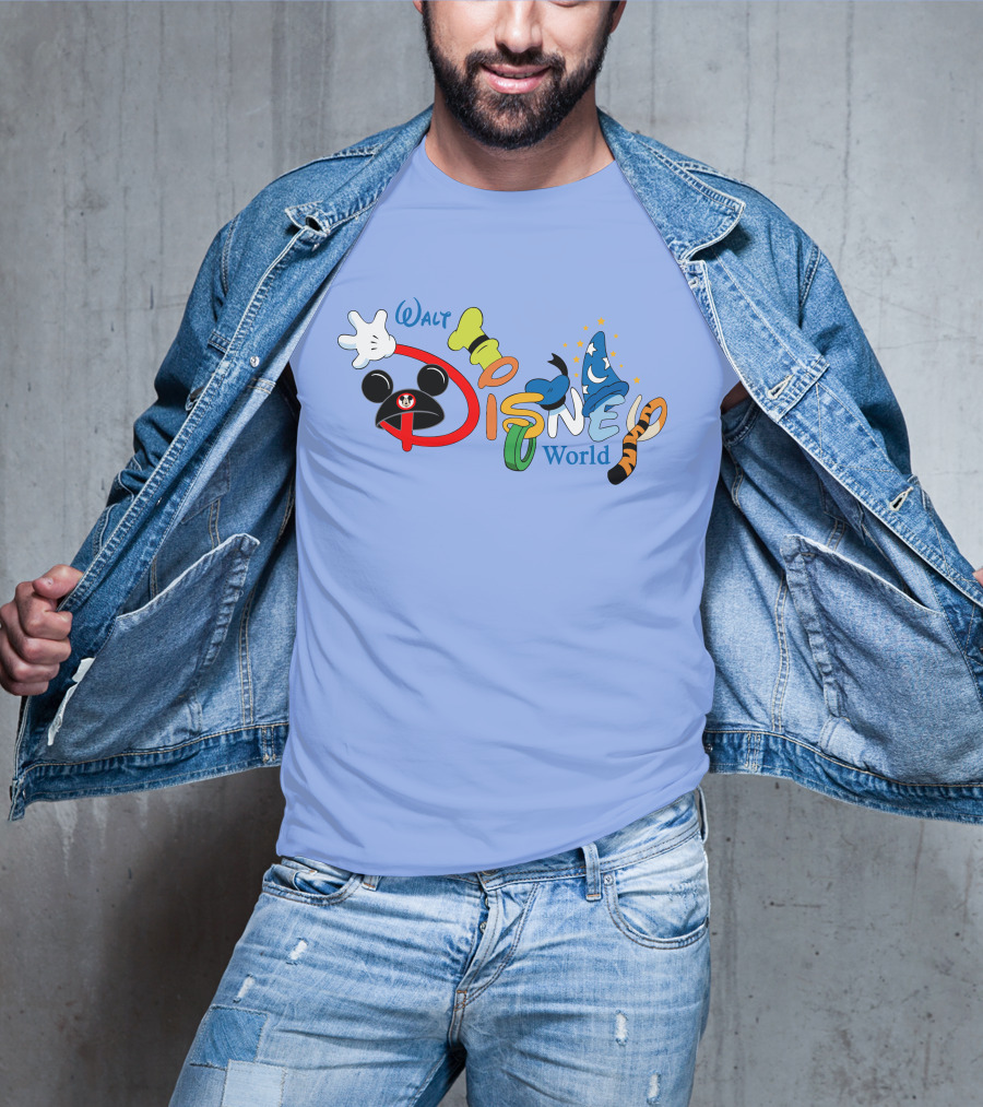 Walt Disney World Mickey Goofy Sorcerer Tigger Stylized Text T-Shirt