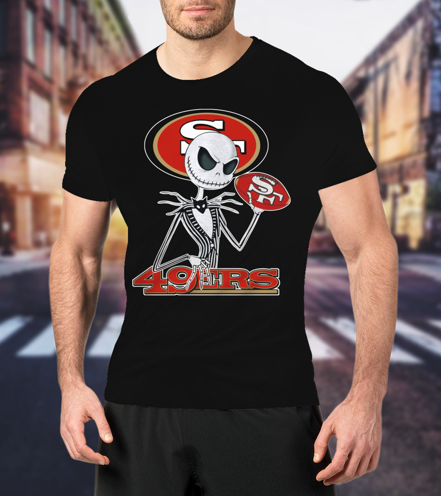 49ers Jack Skellington Football Crossover NFL T-Shirt