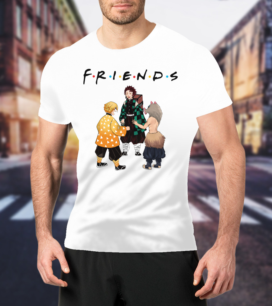 Friends Rock Paper Scissors With Anime Characters T-Shirt