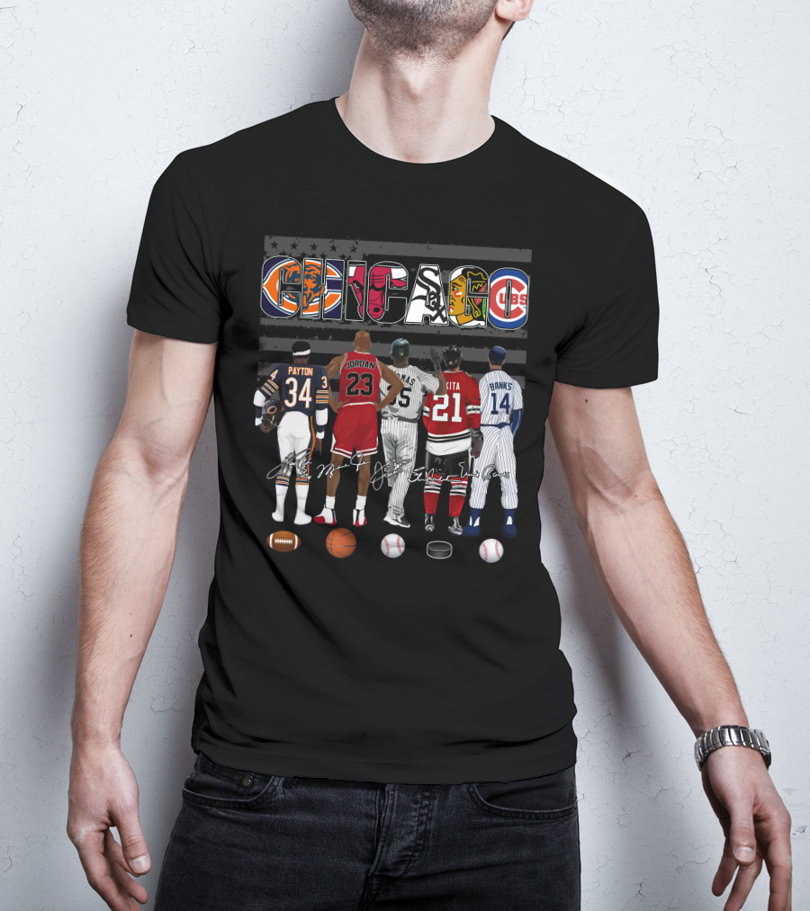 Chicago Icons Payton Jordan Thomas Mikita Banks Jerseys Signatures T-Shirt
