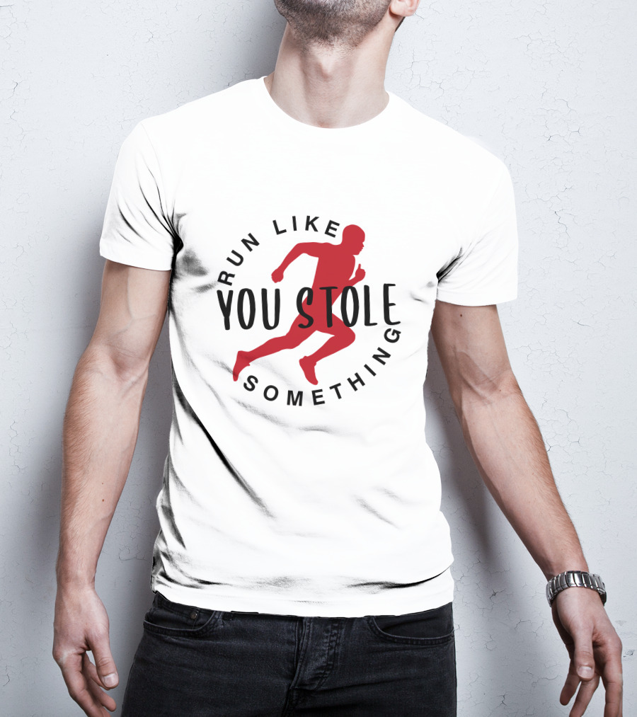 Run Like You Stole Something Trail Running Silhouette Red Runner T-Shirt