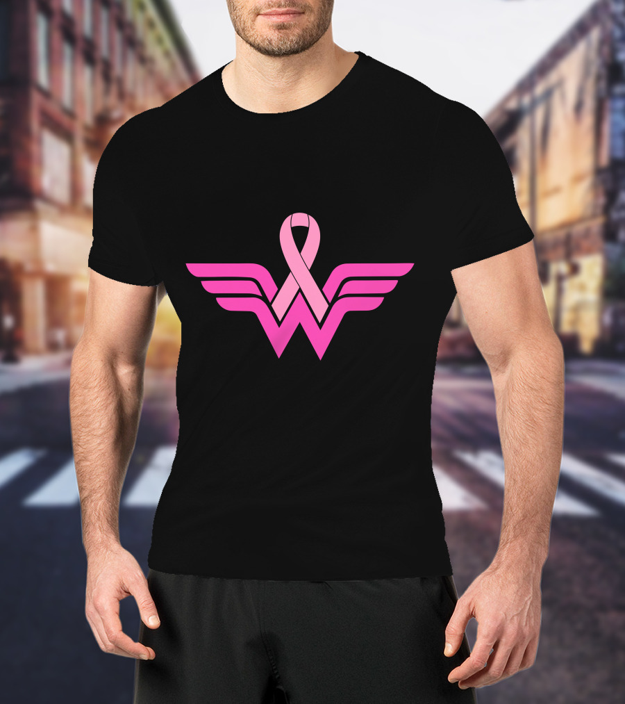 Wonder Woman Breast Cancer Awareness Ribbon T-Shirt