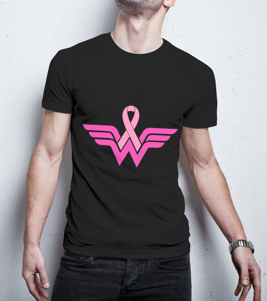 Wonder Woman Breast Cancer Awareness Ribbon T-Shirt