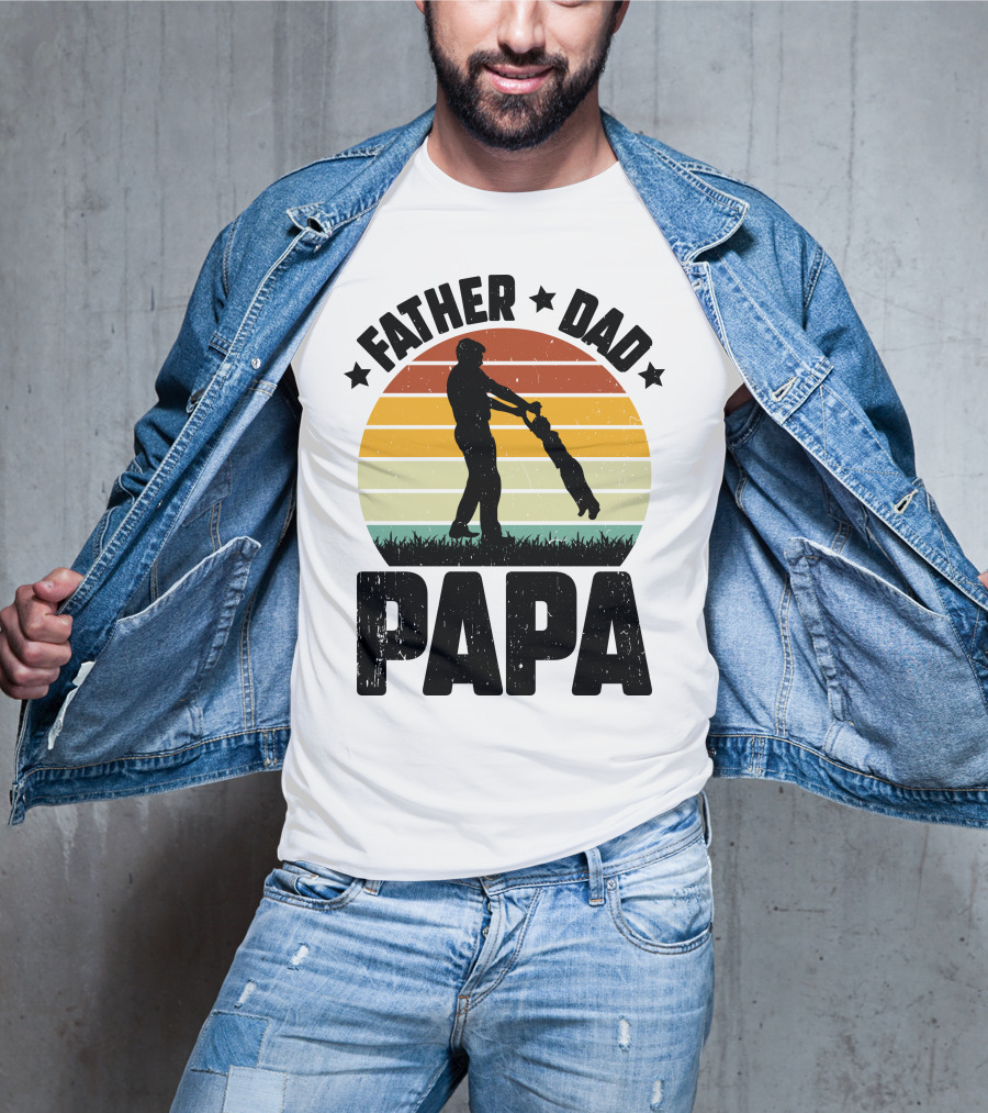 Father Dad Papa Vintage Sunset T-Shirt