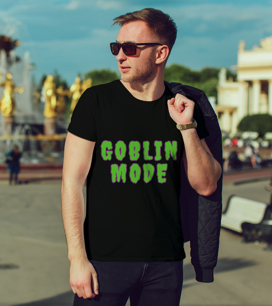 GOBLIN MODE Green Drip Text T-Shirt