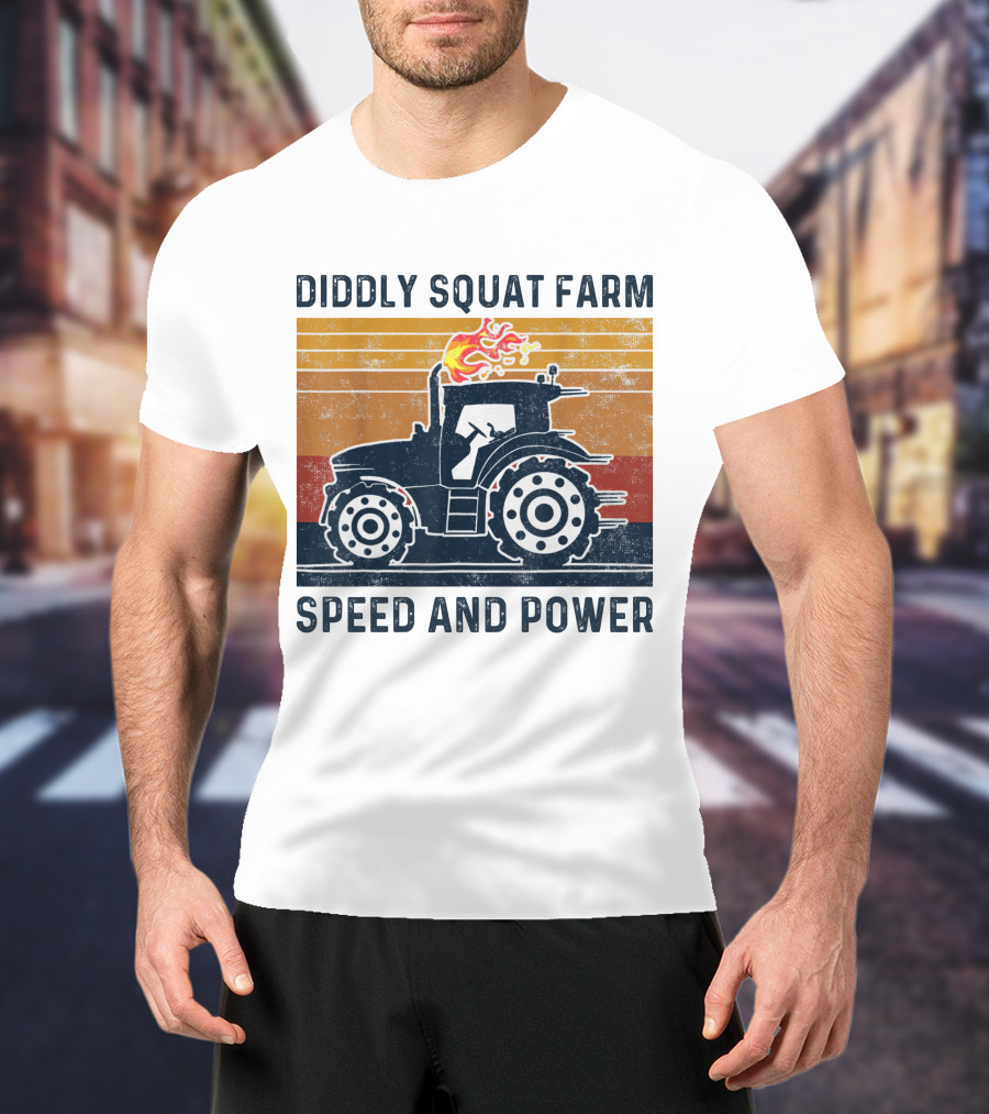 Diddly Squat Farm Tractor Speed And Power With Fire Elements T-Shirt