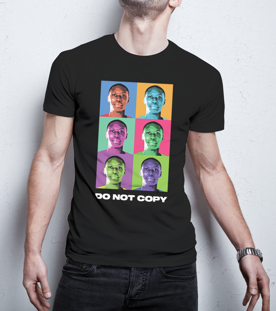 Khaby Lame Pop Art Style Do Not Copy Multi-Color Portraits T-Shirt
