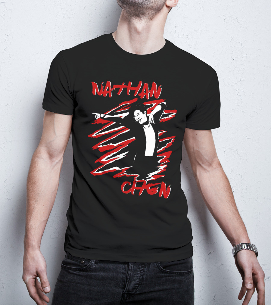 Nathan Chen Dynamic Pose Red And Black T-Shirt