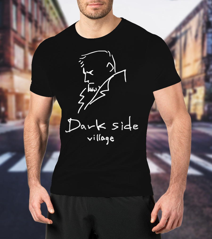 Dark Side Village Mysterious Outline Character Drawing T-Shirt