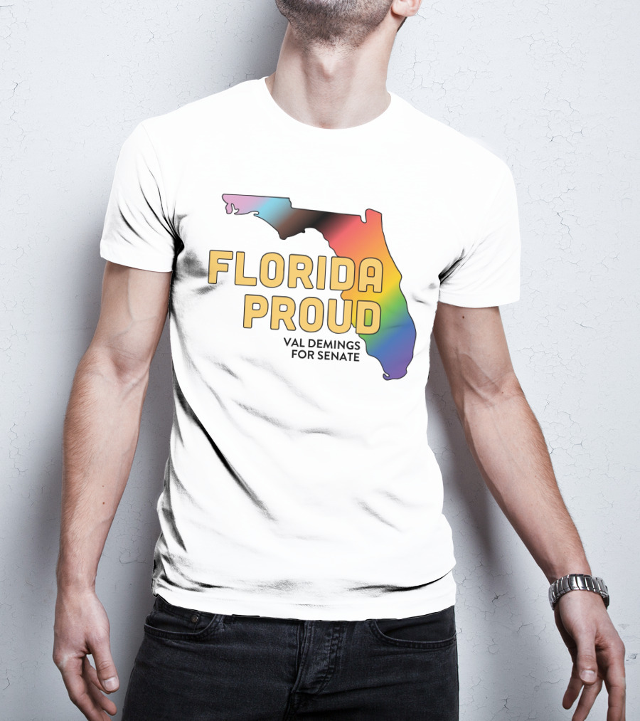 Florida Proud Rainbow Map Val Demings For Senate T-Shirt