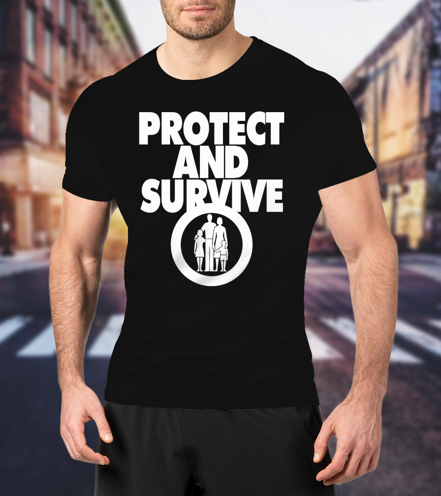 Protect And Survive Family Silhouette In Circle T-Shirt
