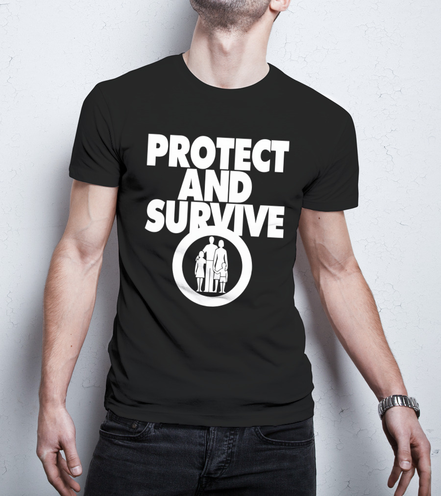 Protect And Survive Family Silhouette In Circle T-Shirt