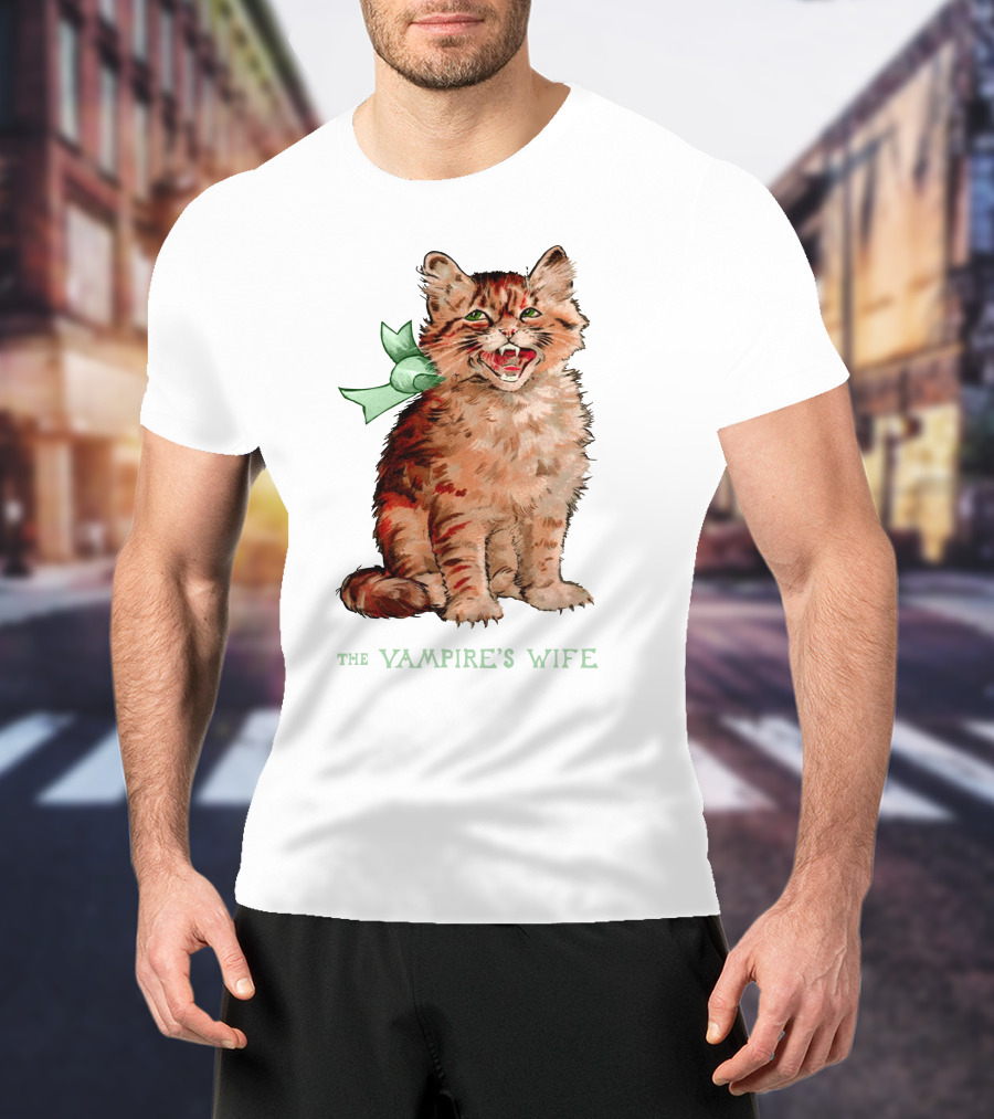 The Vampire's Wife Smiling Cat With Green T-Shirt