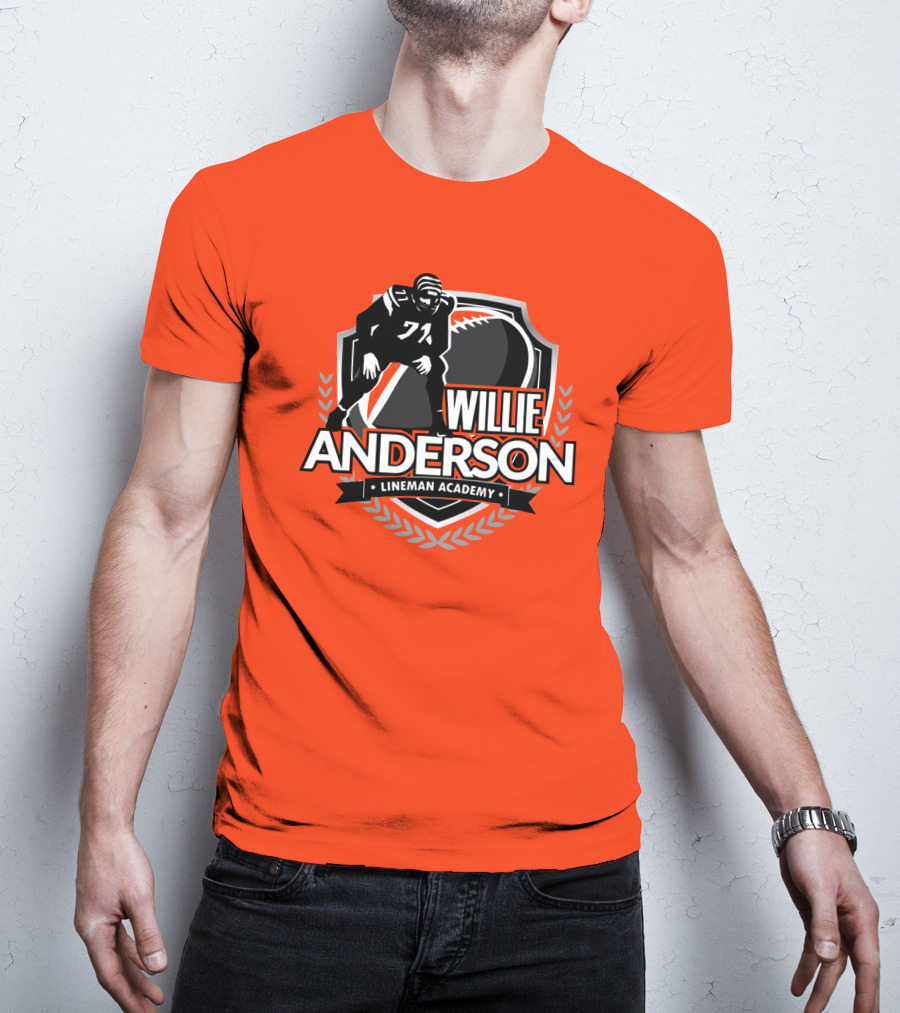 Willie Anderson Lineman Academy Football Shield T-Shirt