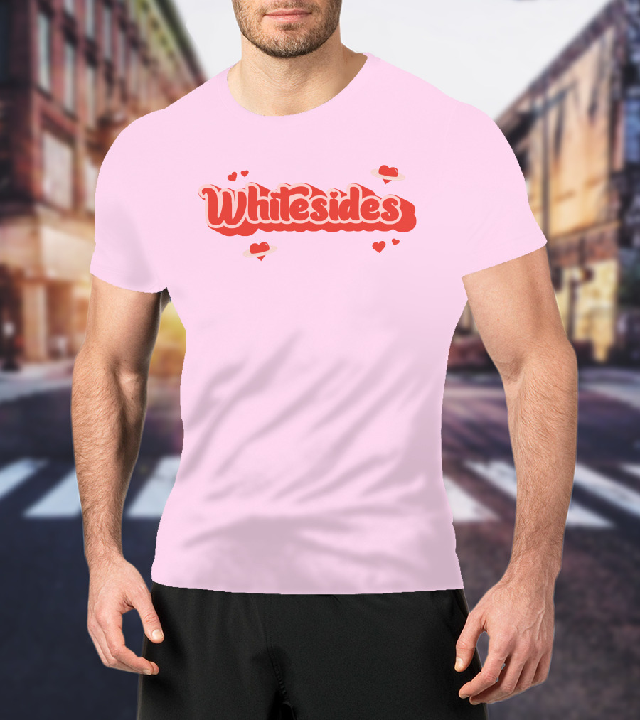 Whitesides Red Heart Design Pink Background T-Shirt