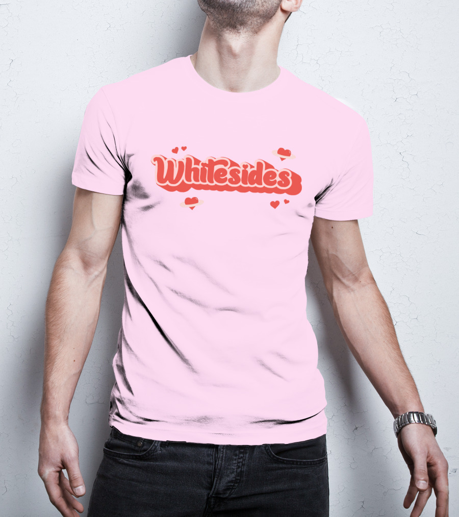 Whitesides Red Heart Design Pink Background T-Shirt