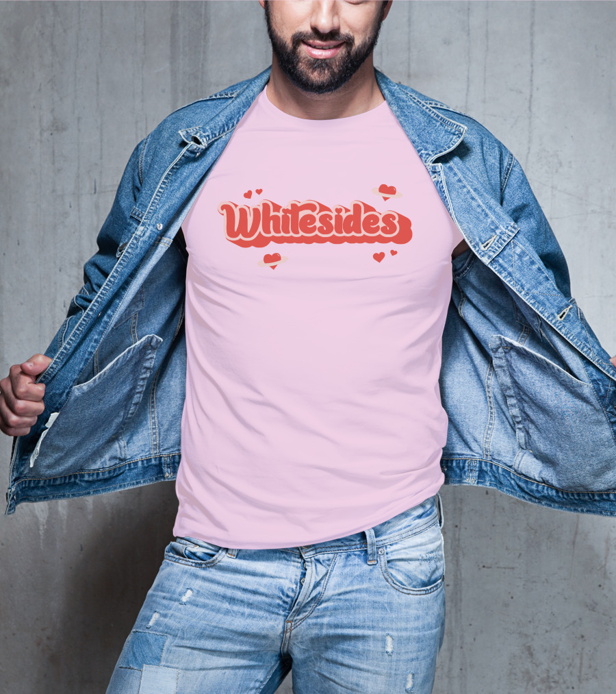 Whitesides Red Heart Design Pink Background T-Shirt