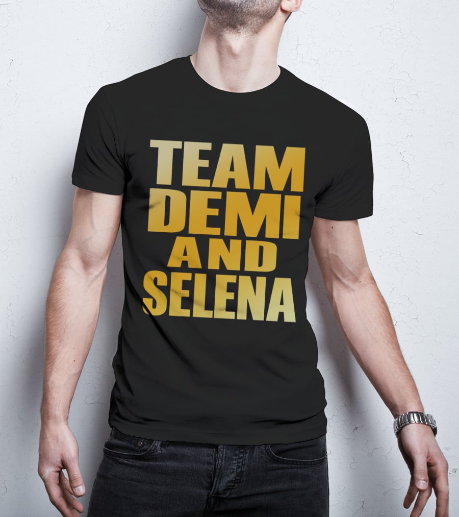 Team Demi And Selena Bold Gold Text T-Shirt