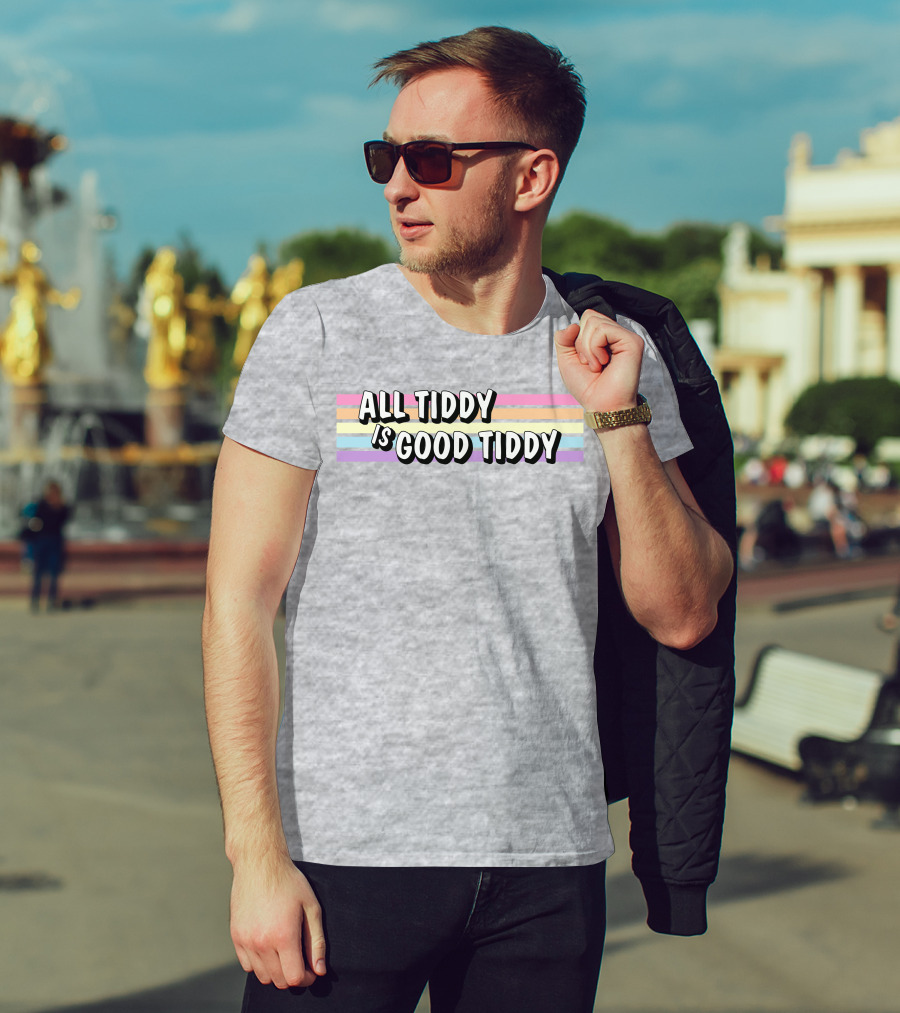 All Tiddy Is Good Tiddy Pastel Pride Stripes T-Shirt