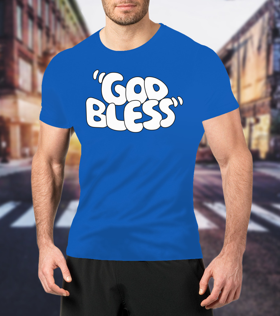 God Bless Text In Bubble Letters T-Shirt
