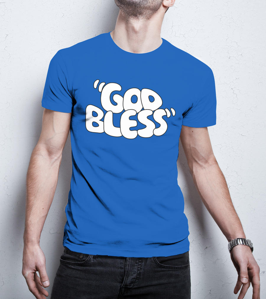God Bless Text In Bubble Letters T-Shirt