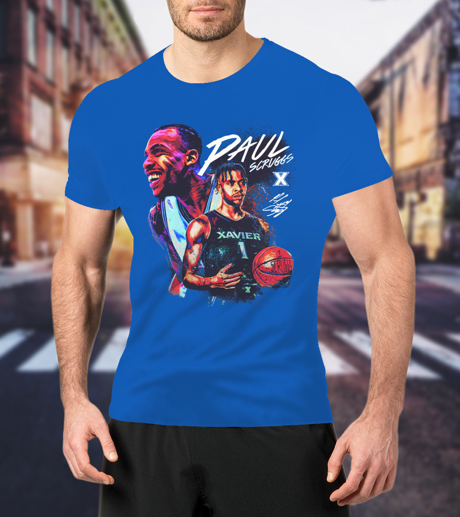 Paul Scruggs Xavier Basketball Number 1 Player Autograph Edition T-Shirt