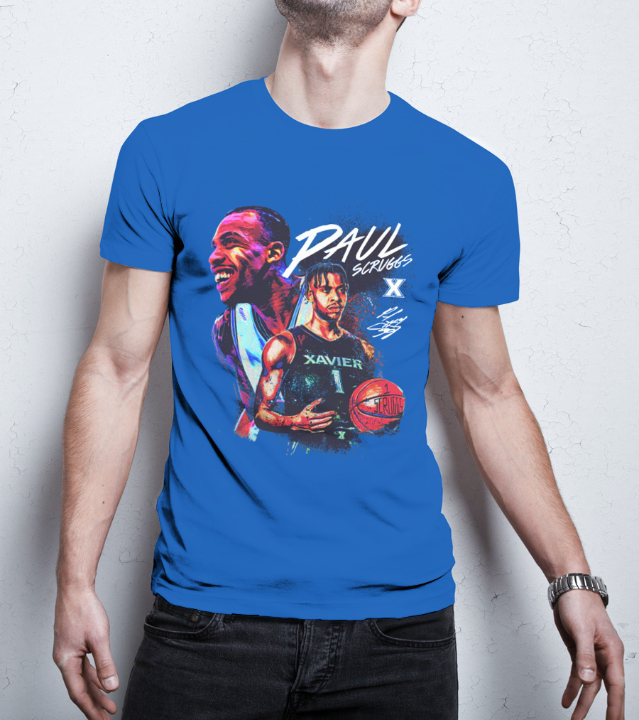 Paul Scruggs Xavier Basketball Number 1 Player Autograph Edition T-Shirt