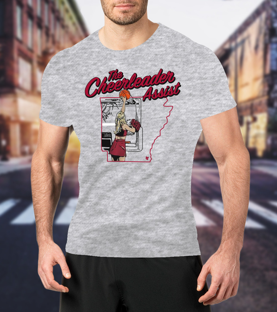 The Cheerleader Assist Arkansas Basketball Rim Scene T-Shirt