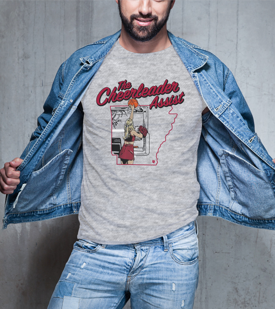 The Cheerleader Assist Arkansas Basketball Rim Scene T-Shirt