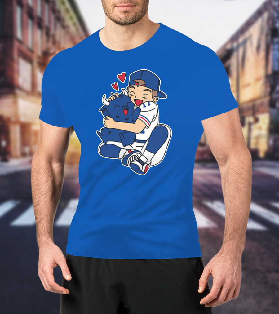 Gotta Throw 'Em All Cute Buffalo Hugging Sports Fan With Hearts T-Shirt