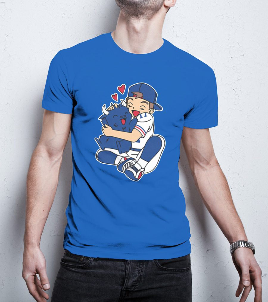 Gotta Throw 'Em All Cute Buffalo Hugging Sports Fan With Hearts T-Shirt