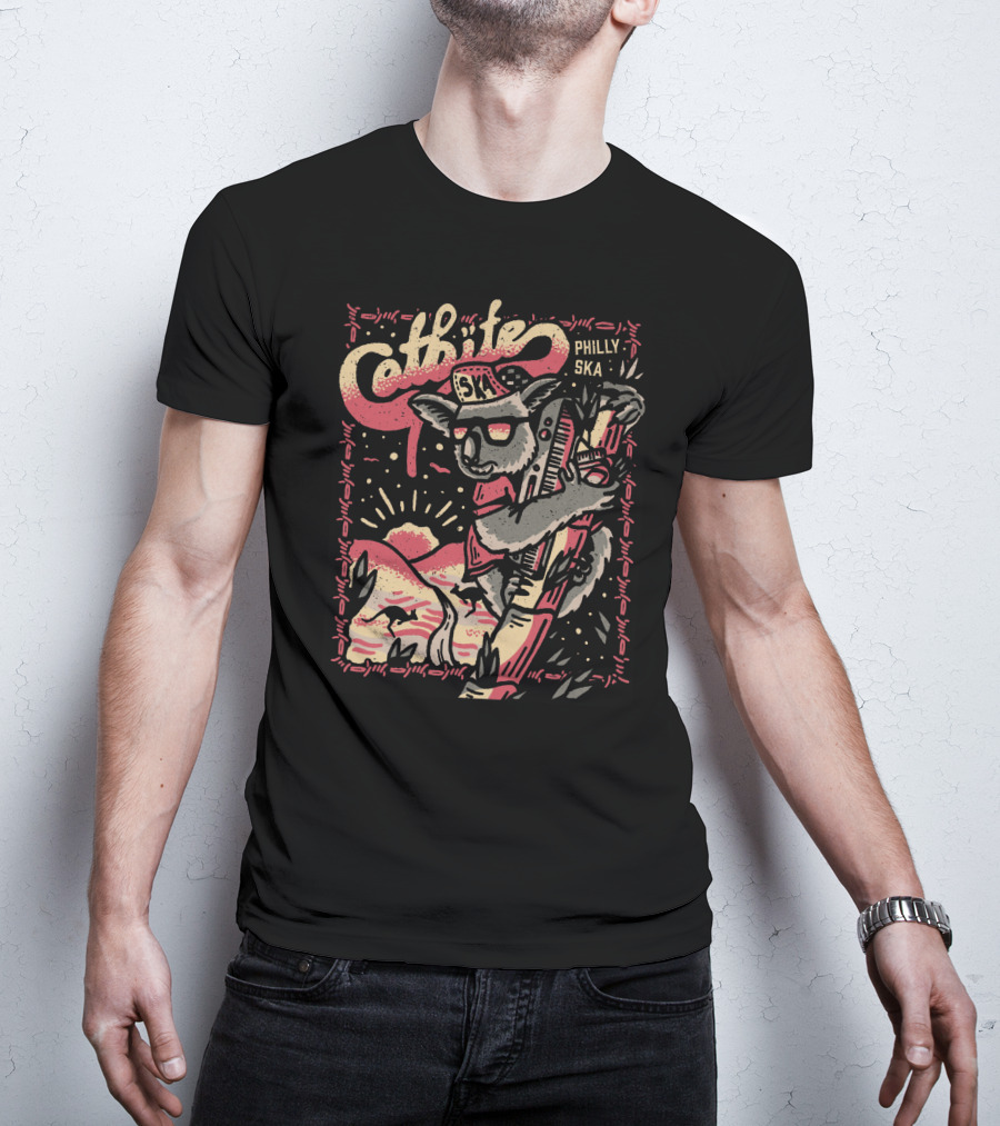 Catbite Philly Ska Koala In Sunglasses Retro Sunset Scene T-Shirt