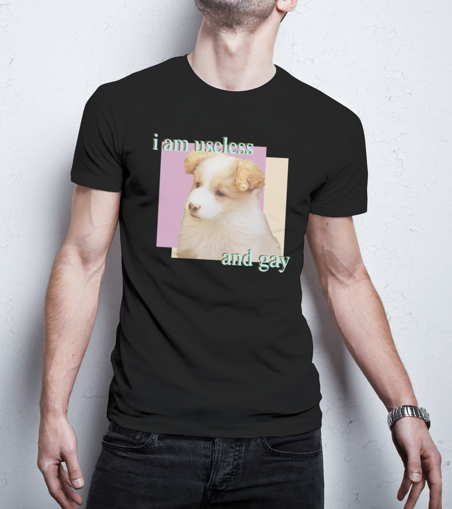 I Am Useless And Gay Fluffy Puppy T-Shirt