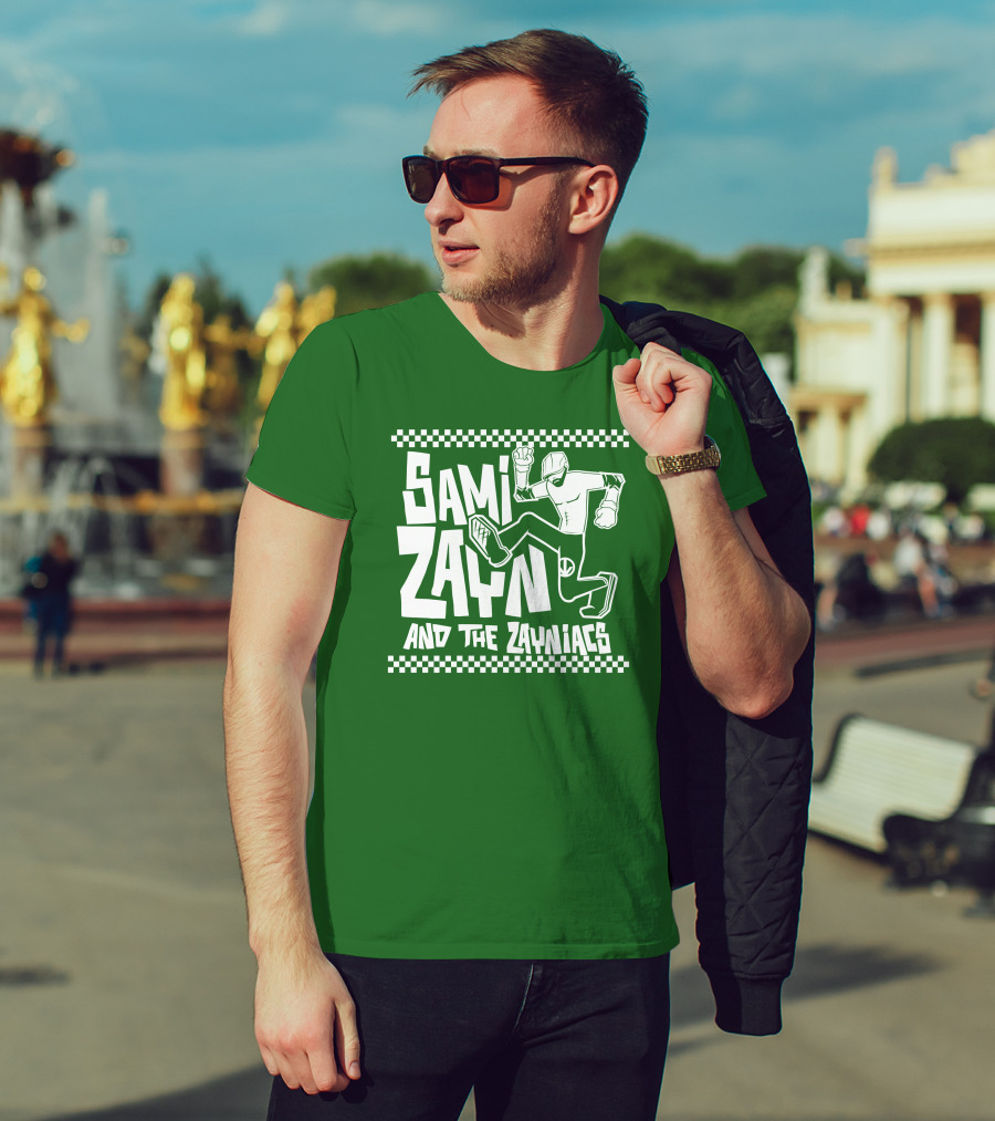 Sami Zayn And The Zayniacs Checkerboard Jumping Person T-Shirt