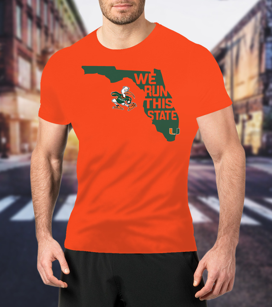 We Run This State Miami Hurricanes Florida Map Vector T-Shirt
