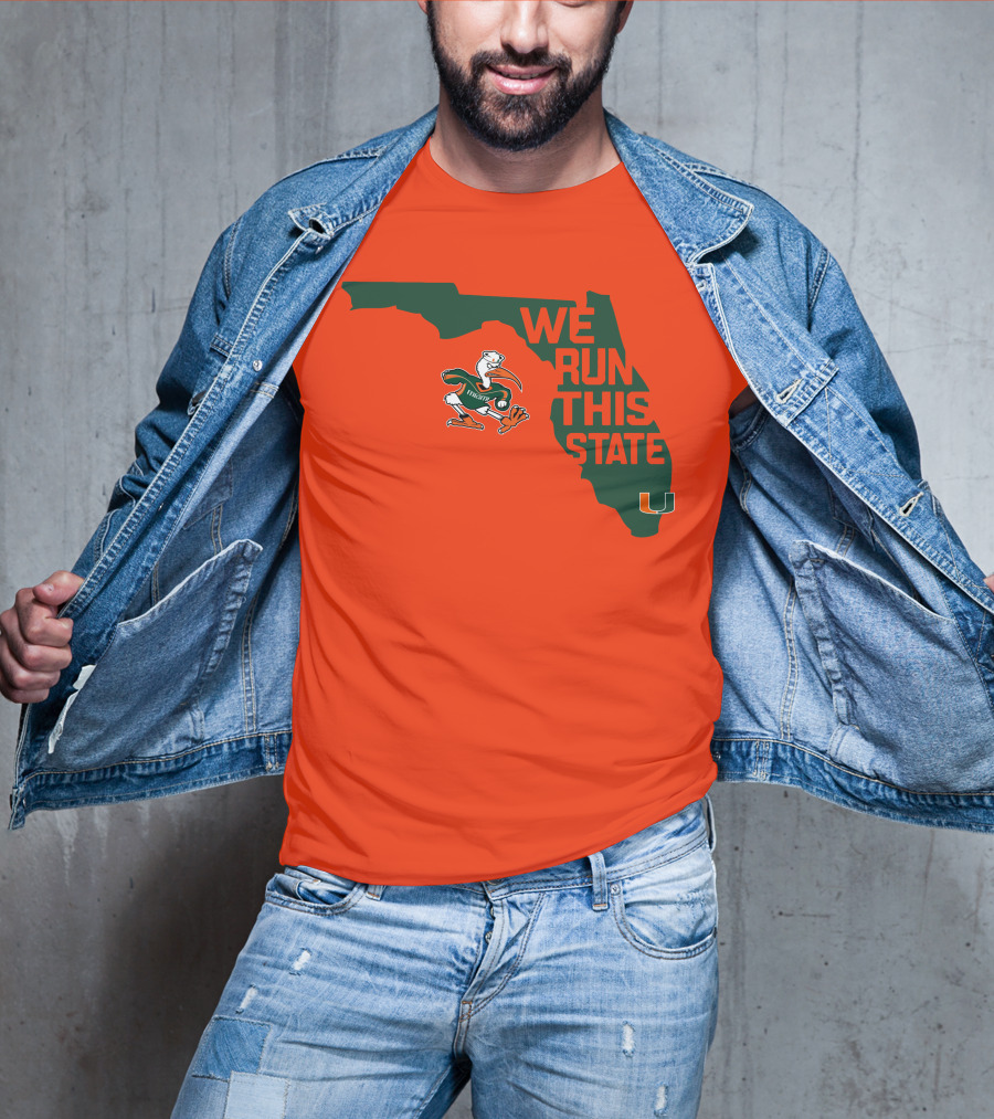 We Run This State Miami Hurricanes Florida Map Vector T-Shirt