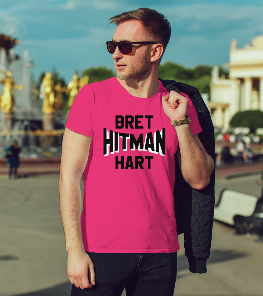 Roots Of Fight Bret Hitman Hart Pink T-Shirt
