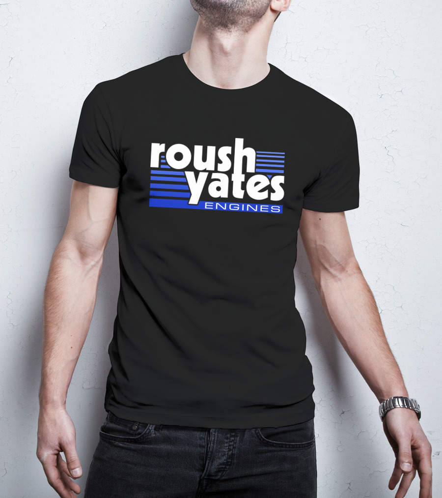 Roush Yates Engines Logo Blue Stripes T-Shirt