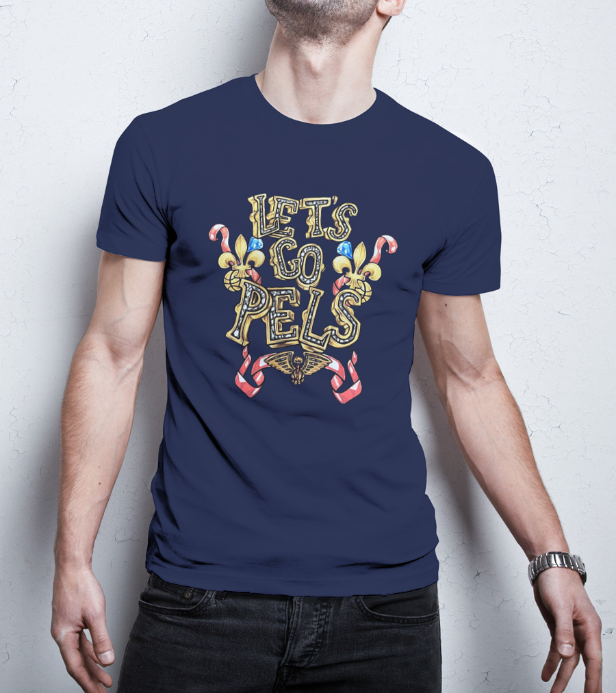 New Orleans Pelicans Let's Go Pels Fleur-de-Lis Basketball Elements T-Shirt