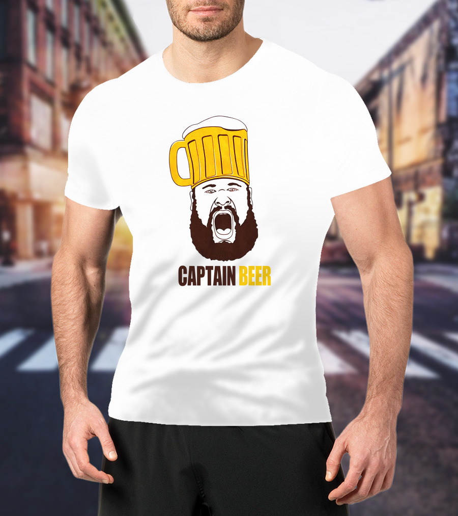 Dominic Grecco Captain Beer Mug Head Shouting Bearded Face T-Shirt